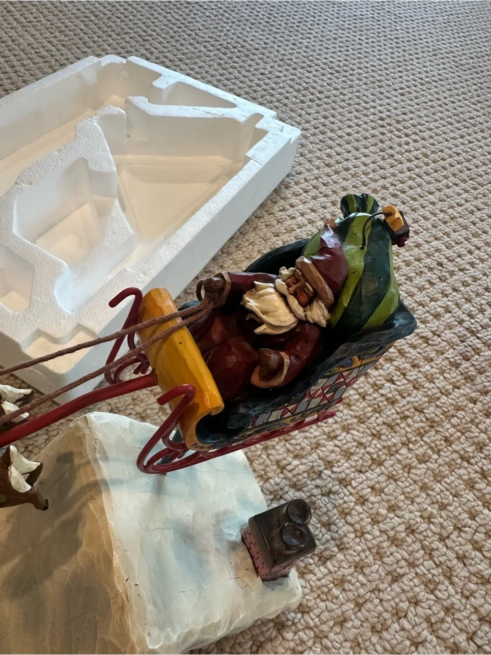 Jim Shore Festive Winter Santa Sleigh & Reindeer Holiday Figurine - White
